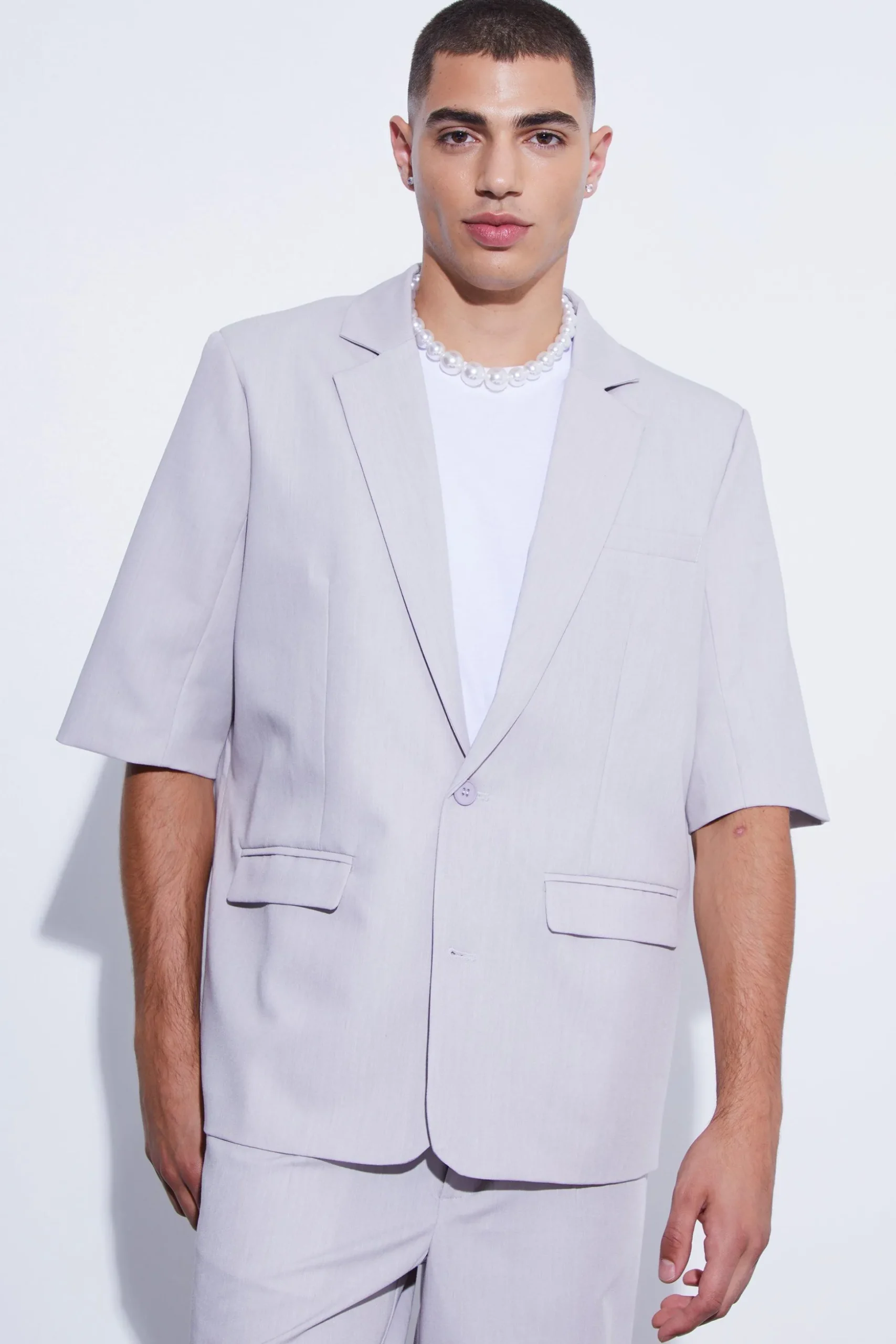 Short Sleeve Oversized Single Breasted Suit Jacket | BoohooMAN UK