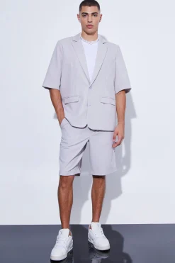 Short Sleeve Oversized Single Breasted Suit Jacket | BoohooMAN UK