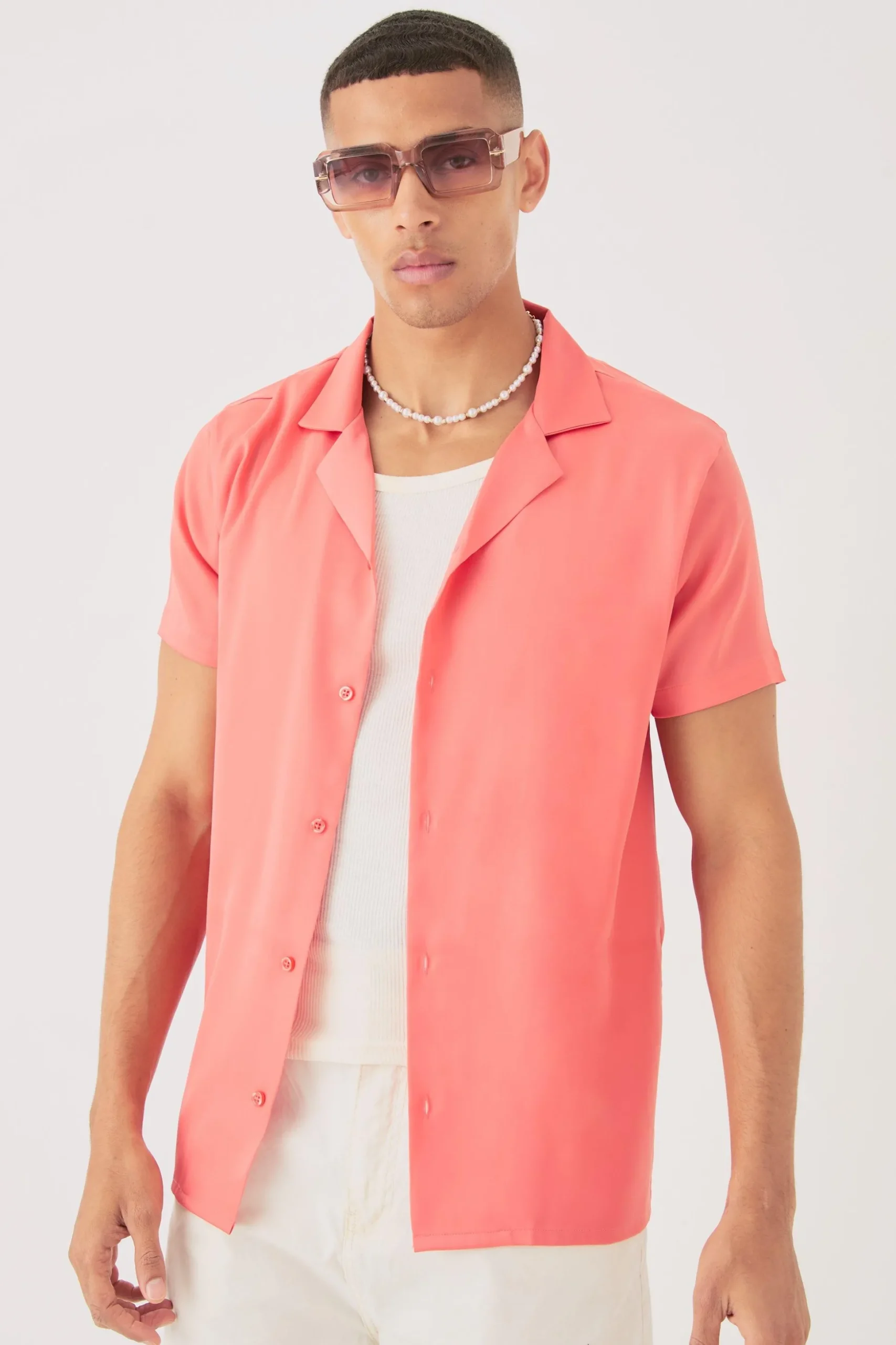 Short Sleeve Satin Shirt | BoohooMAN UK