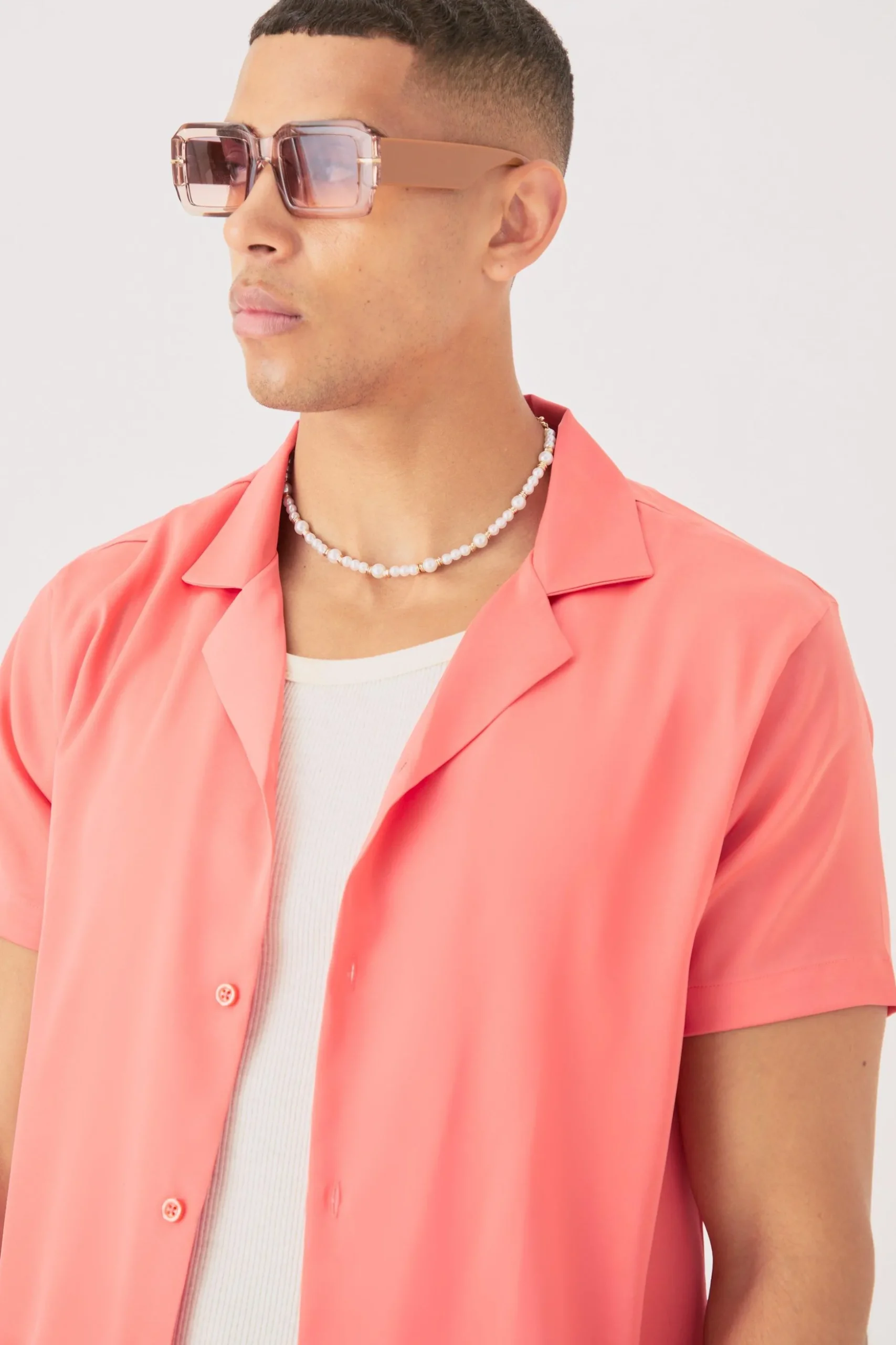 Short Sleeve Satin Shirt | BoohooMAN UK