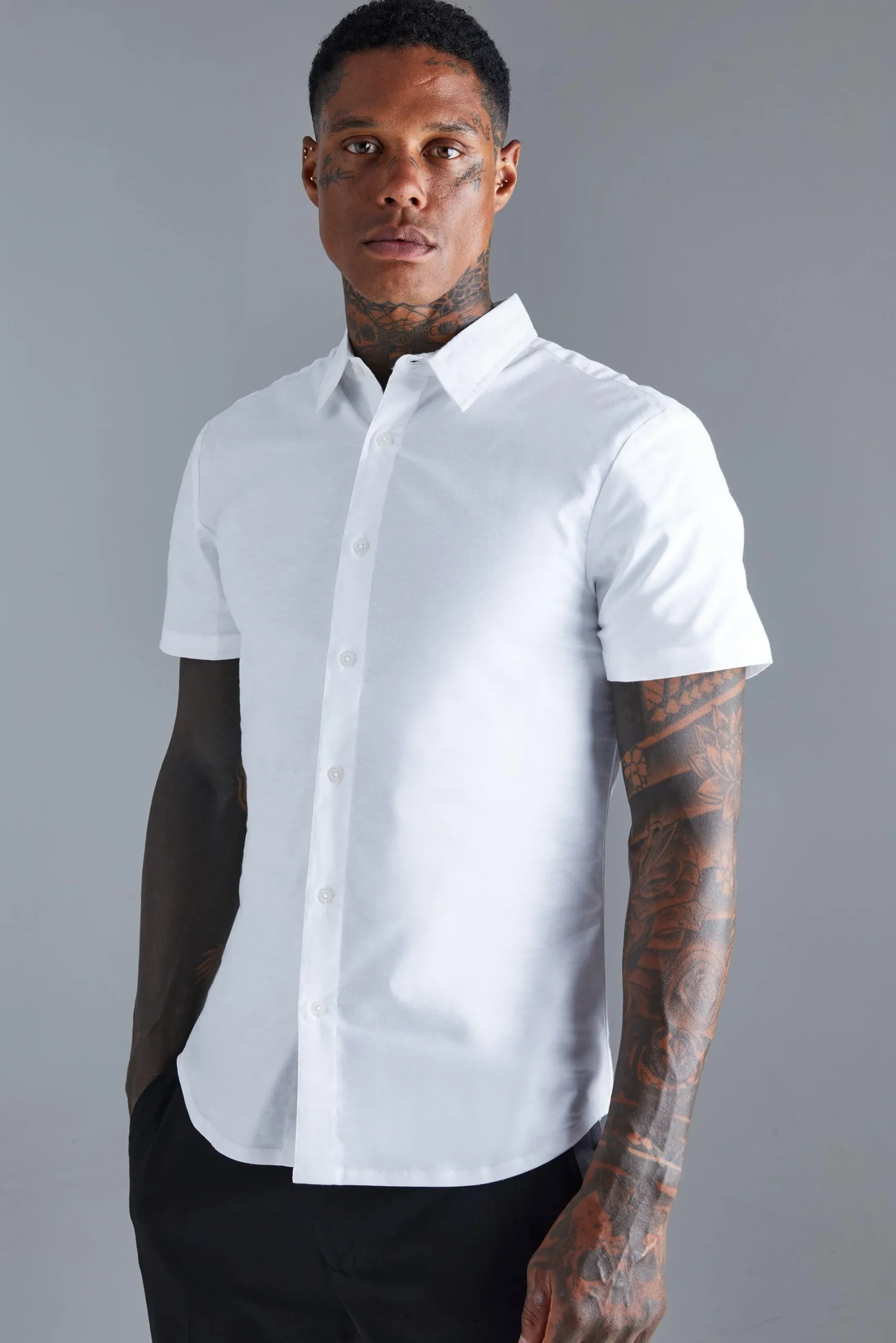 Short Sleeve Slim Shirt | BoohooMAN UK