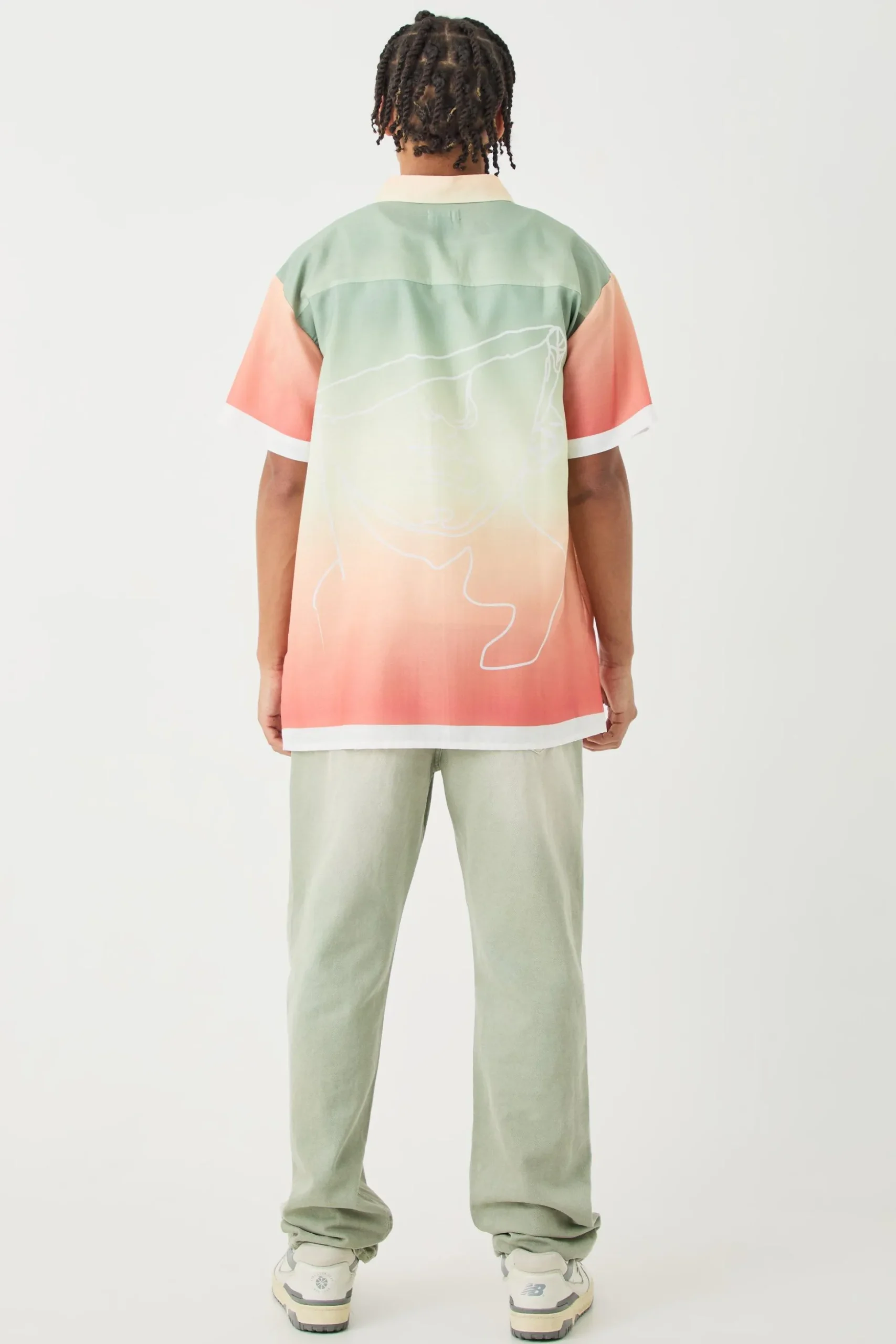 Short Sleeve Slub Ombre Line Shirt | BoohooMAN UK