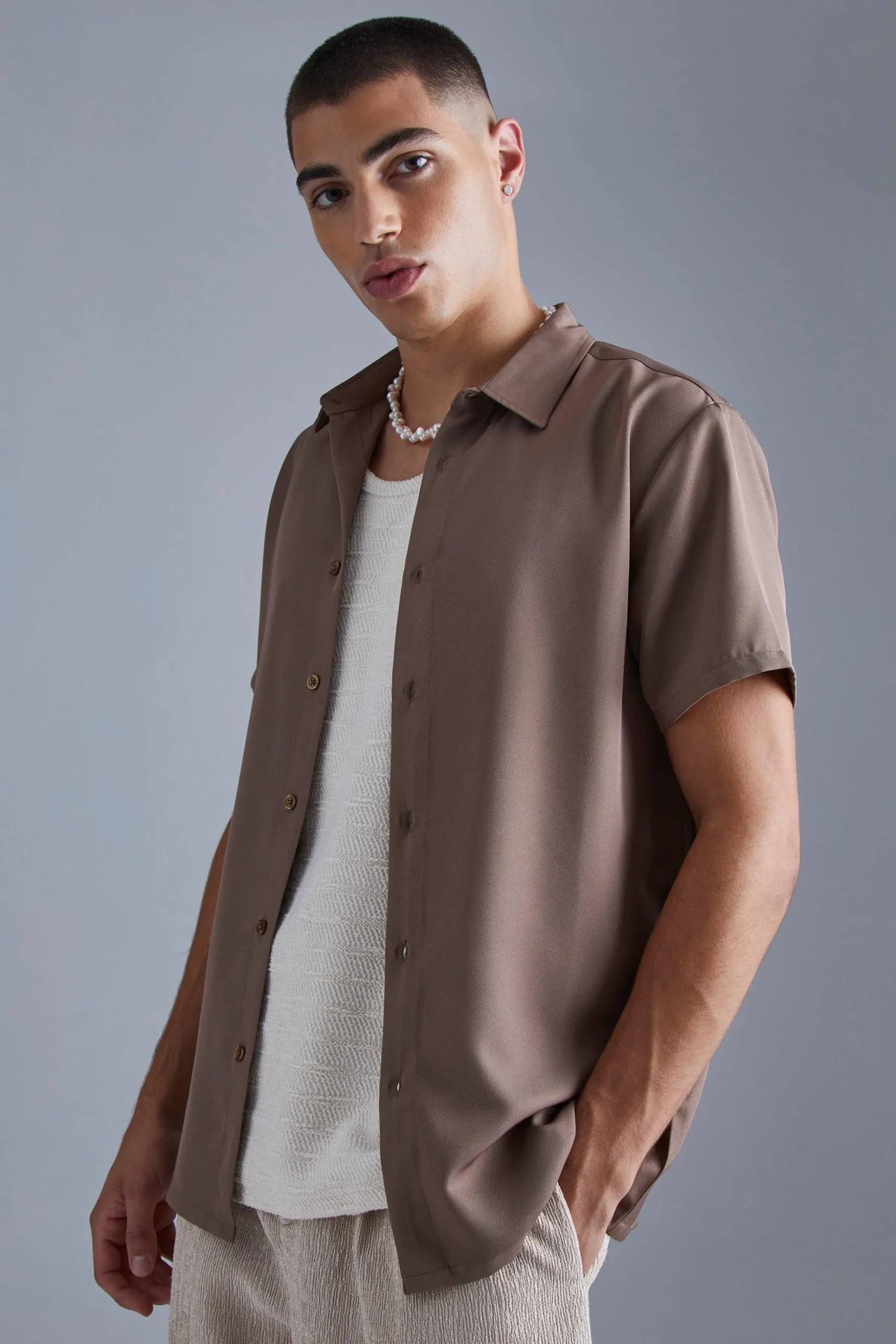 Short Sleeve Soft Twill Smart Shirt | BoohooMAN UK