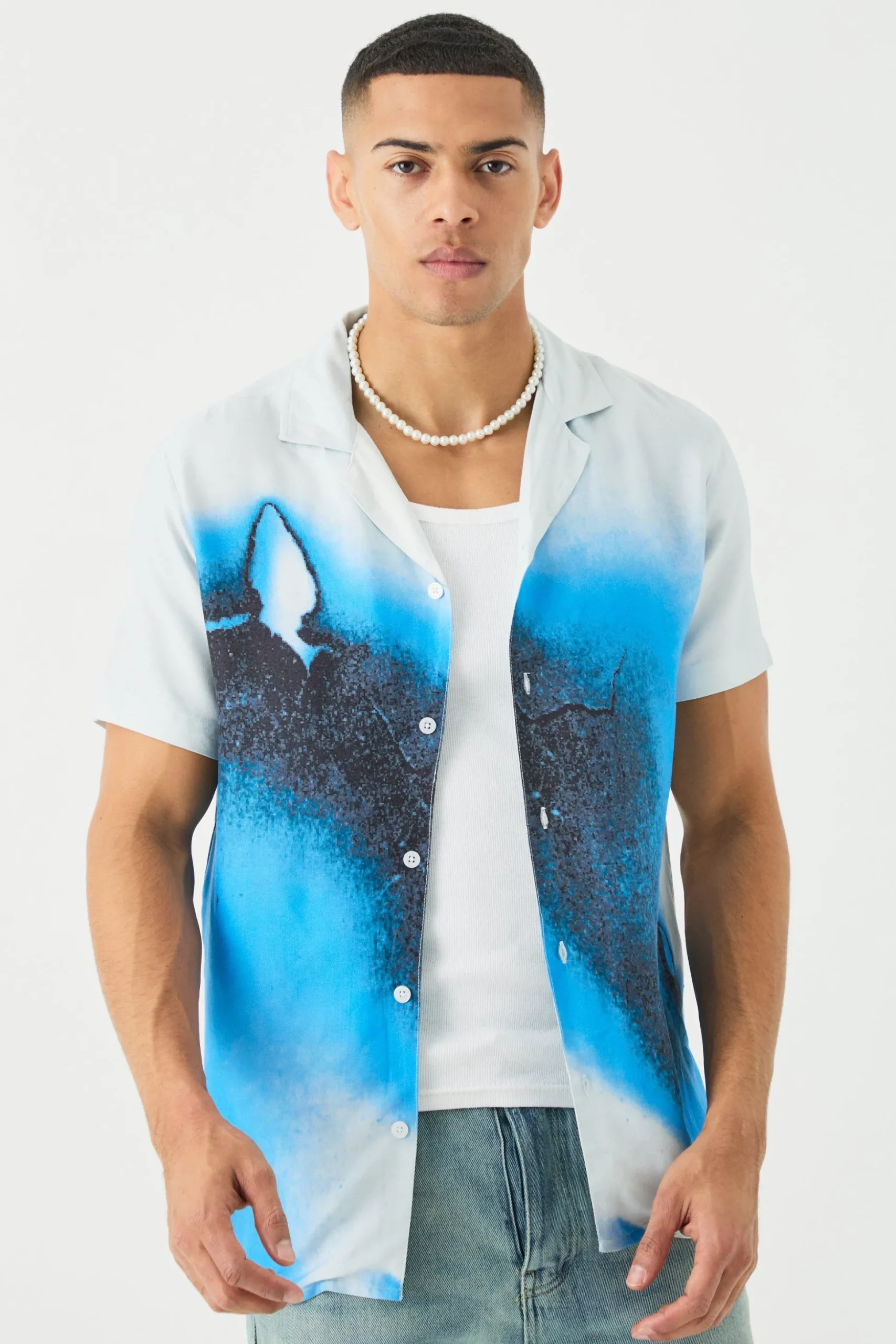 Short Sleeve Viscose Burnt Ombre Shirt | BoohooMAN UK