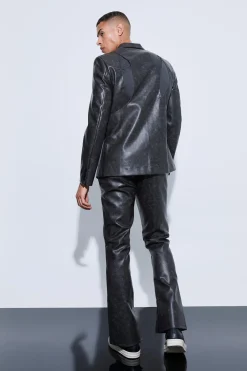 Single Breasted Cut Out Pu Suit | BoohooMAN UK