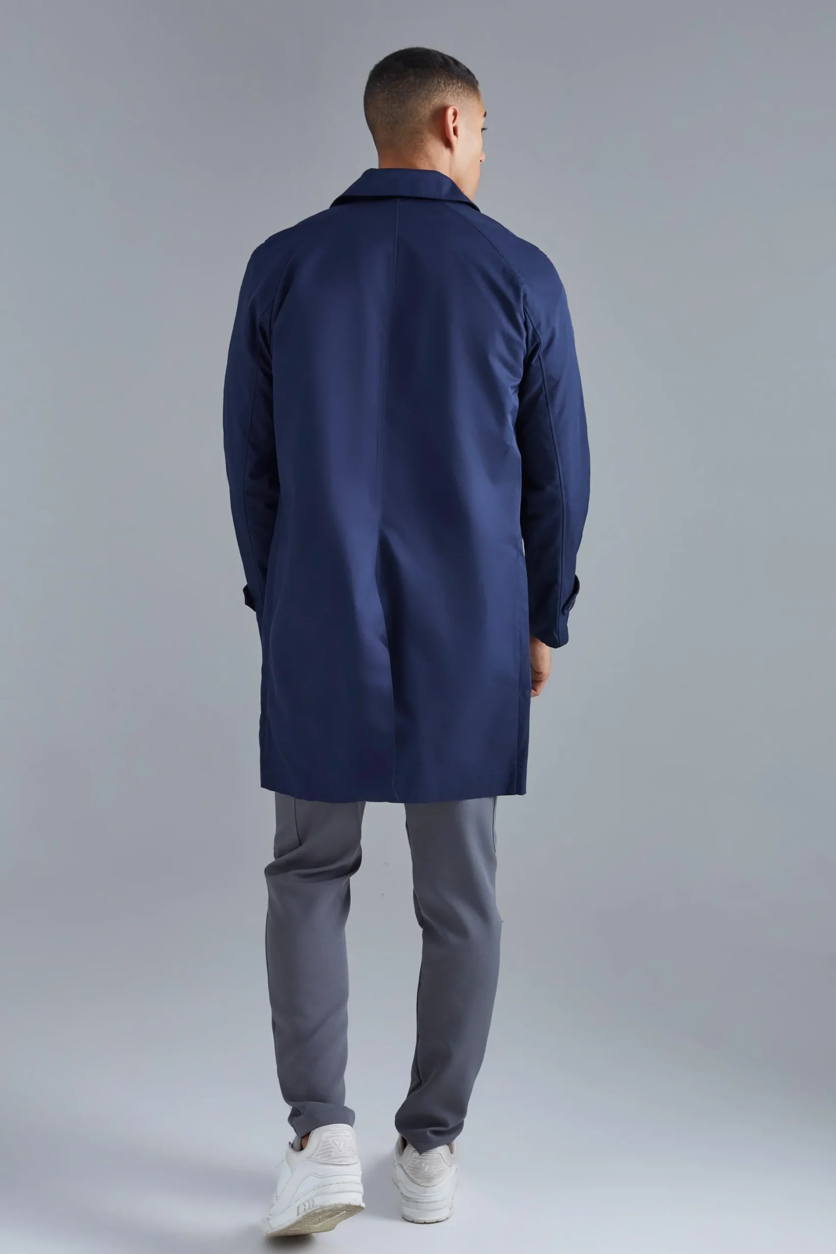 Single Breasted Poly Twill Mac | BoohooMAN UK