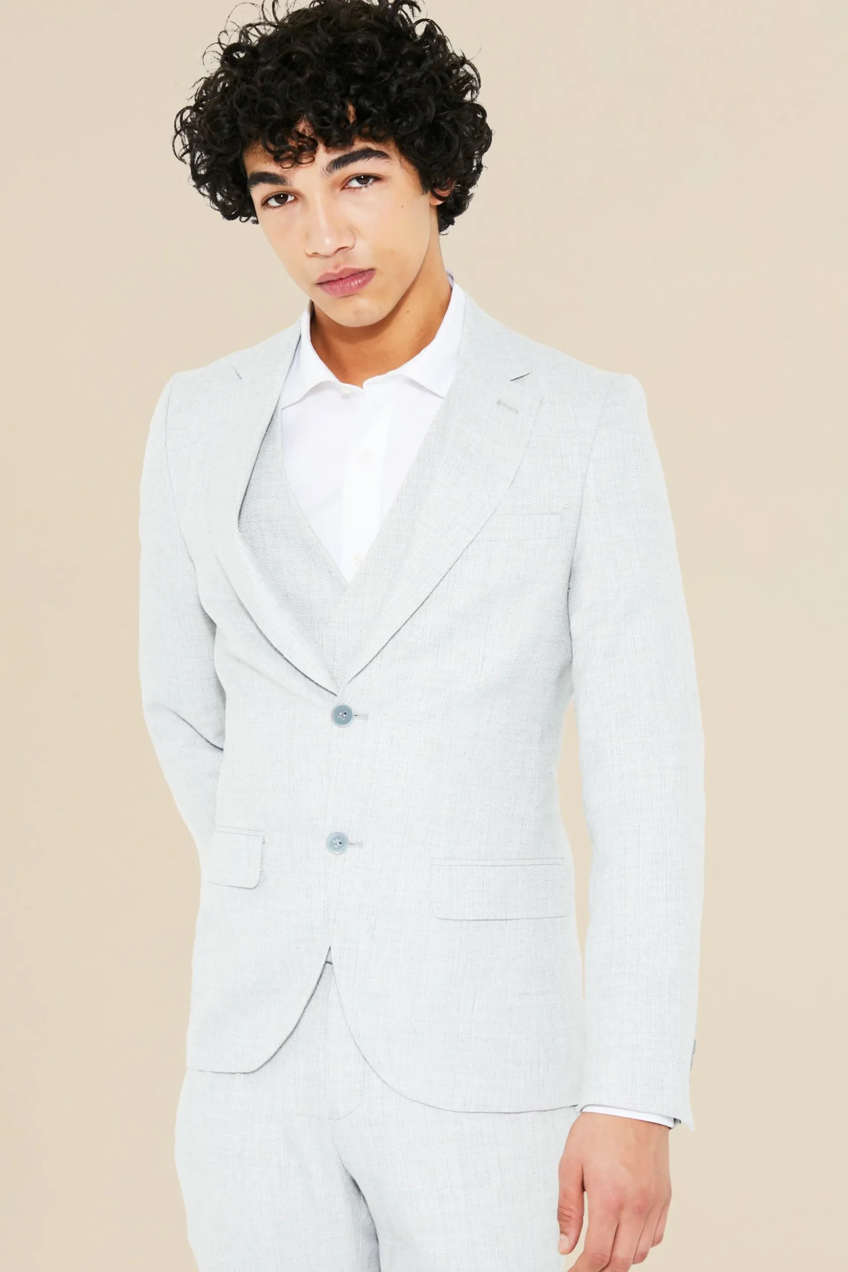 Single Breasted Skinny Textured Suit Jacket | BoohooMAN UK