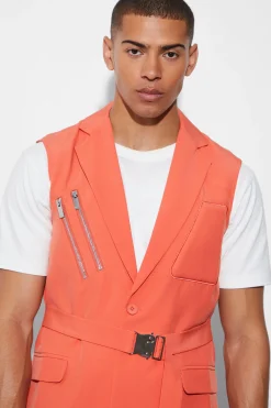Single Breasted Sleeveless Suit Jacket | BoohooMAN UK