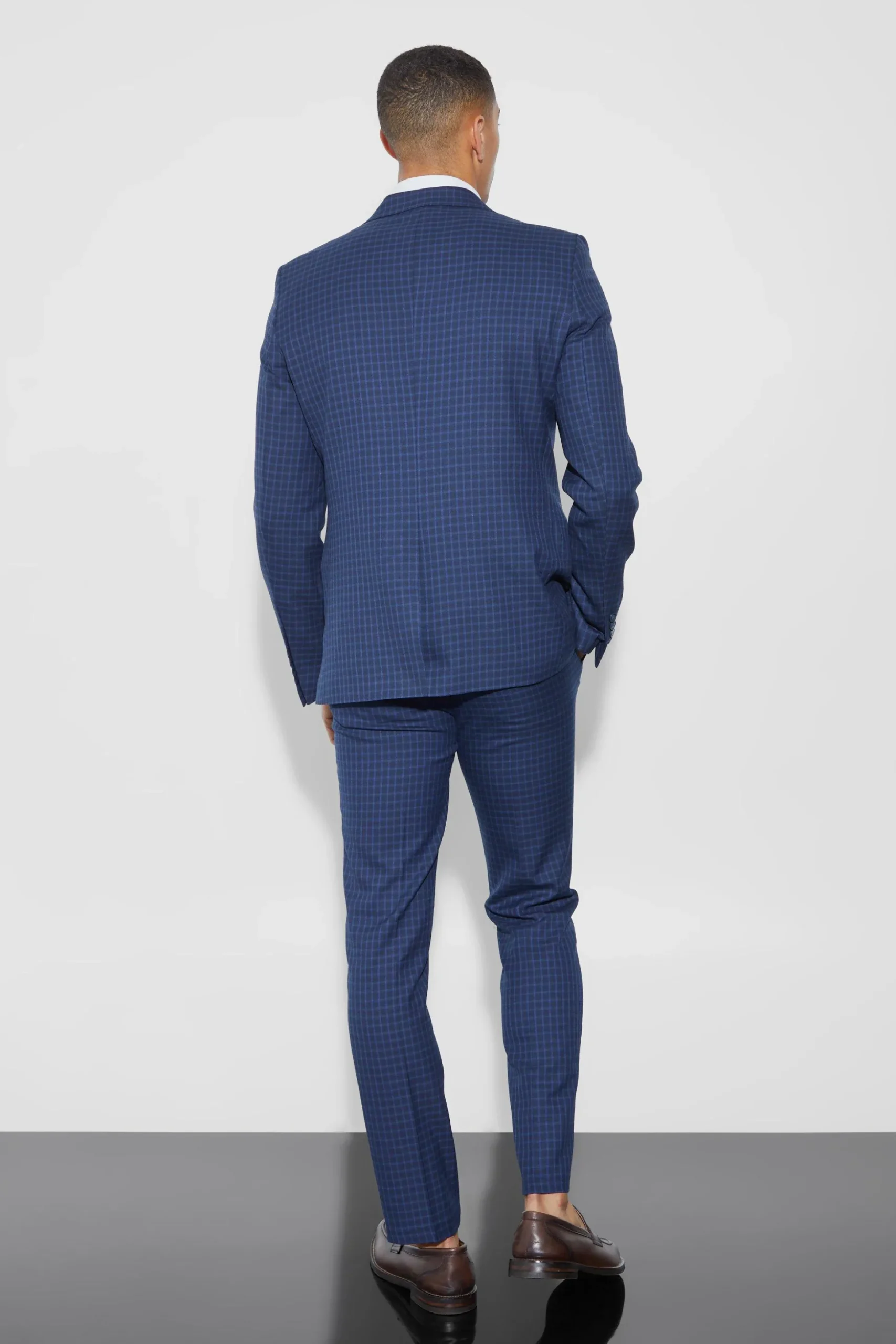 Single Breasted Slim Check Suit Jacket | BoohooMAN UK