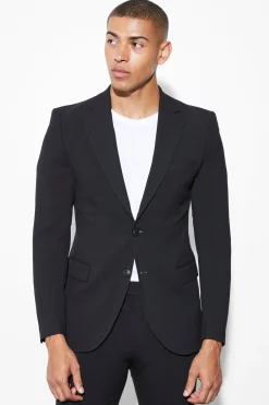 Skinny Black Single Breasted Jacket | BoohooMAN UK