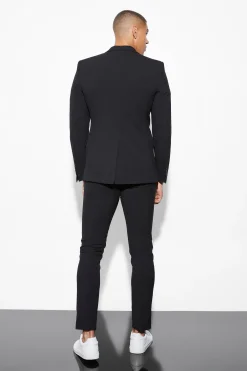 Skinny Black Single Breasted Jacket | BoohooMAN UK