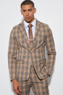 Skinny Check Suit | BoohooMAN UK