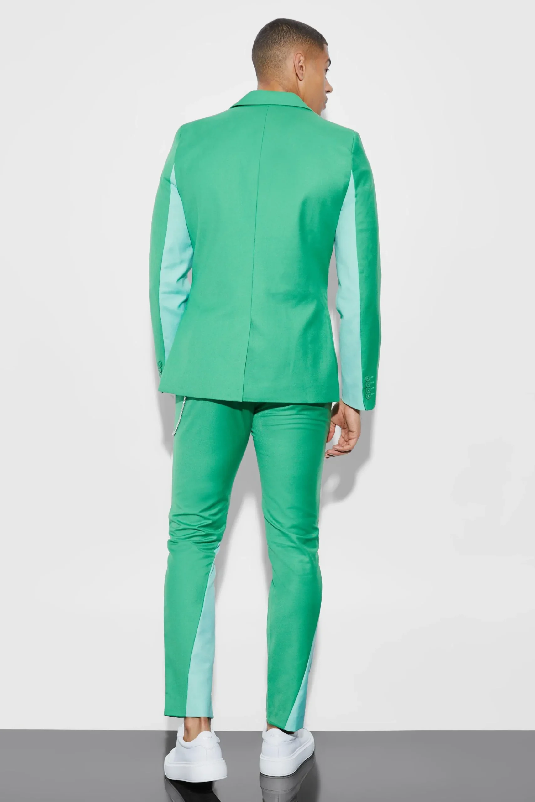 Skinny Colourblock Suit | BoohooMAN UK