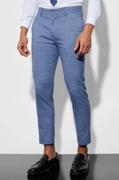 Skinny Crop Micro Check Suit Trousers | BoohooMAN UK