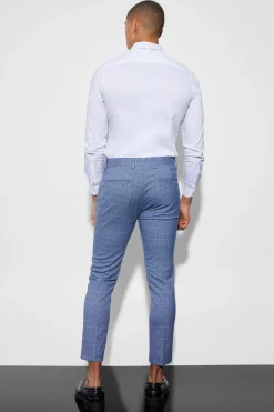 Skinny Crop Micro Check Suit | BoohooMAN UK