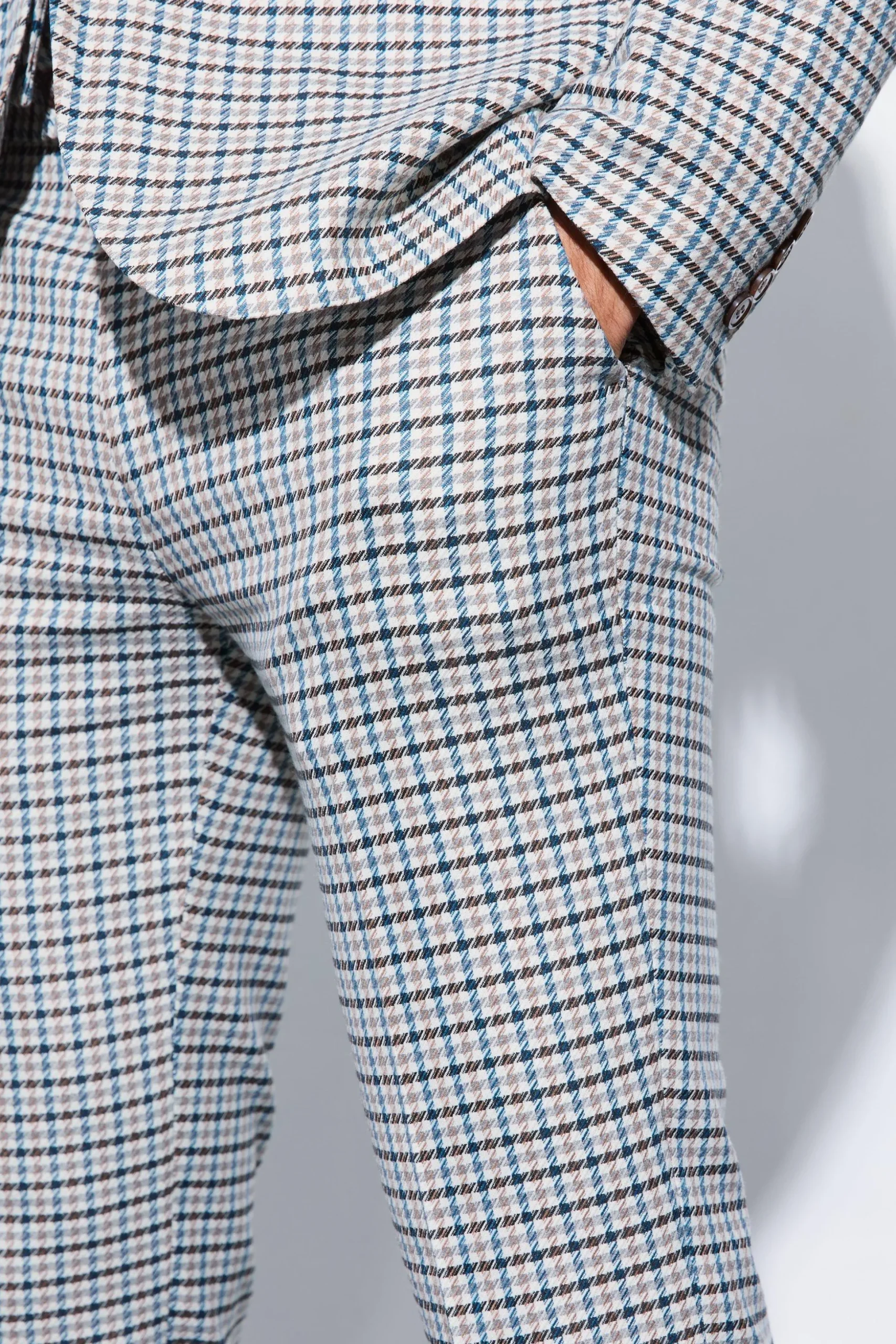 Skinny Cropped Checked Suit Trousers | BoohooMAN UK