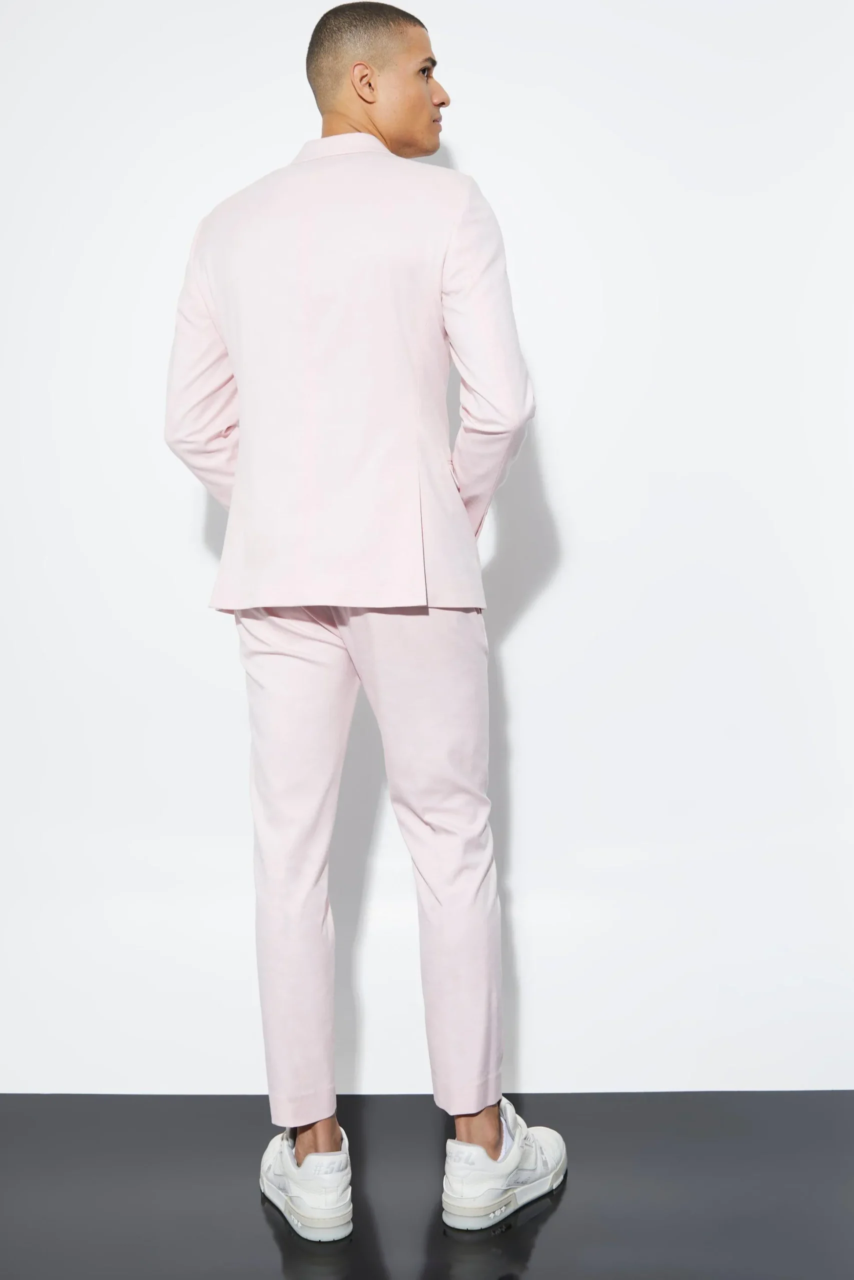 Skinny Double Breasted Linen Suit Jacket | BoohooMAN UK