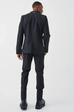 Skinny Fit Blazer With Zip Cuff | BoohooMAN UK