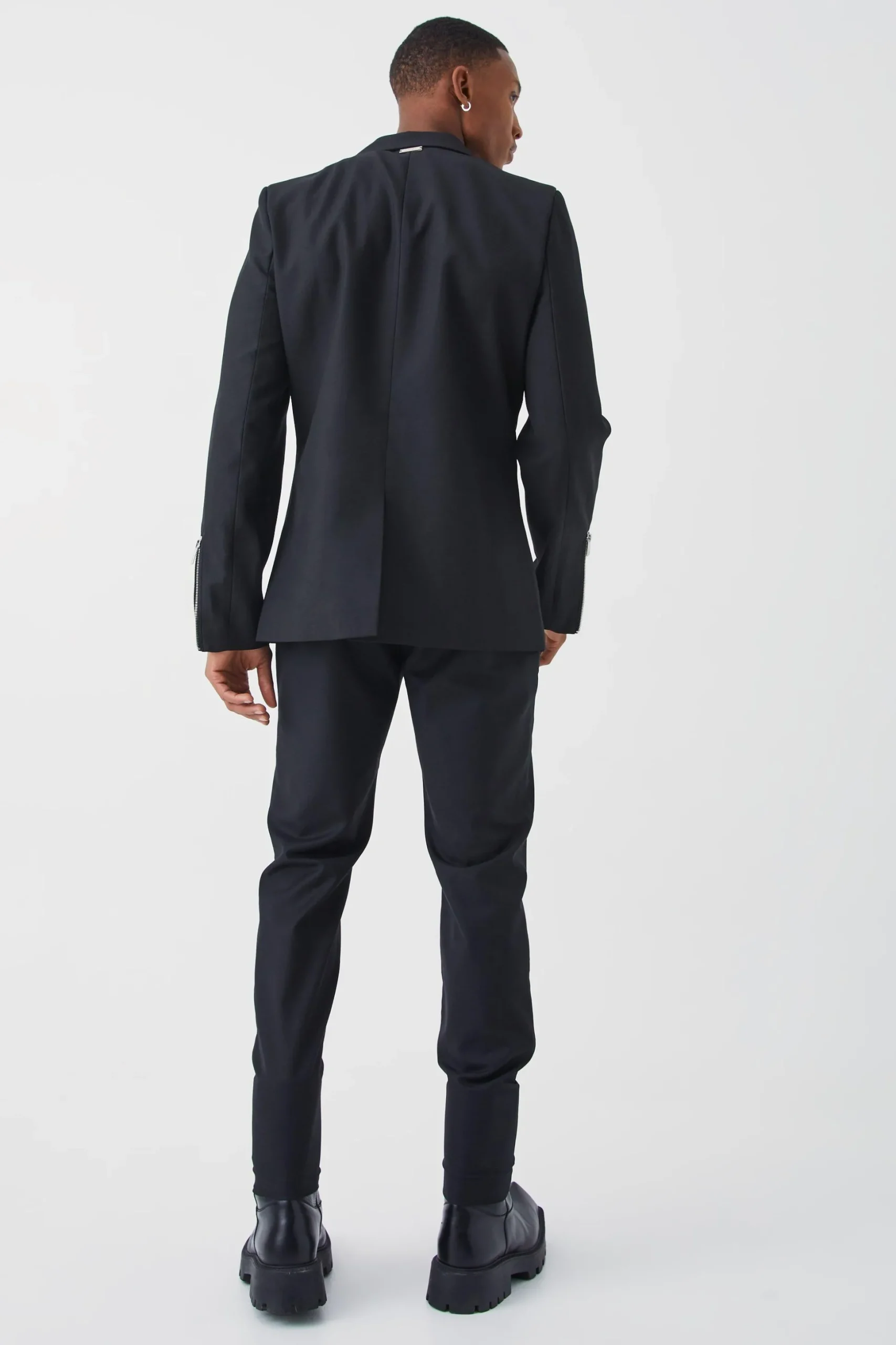 Skinny Fit Blazer With Zip Cuff | BoohooMAN UK