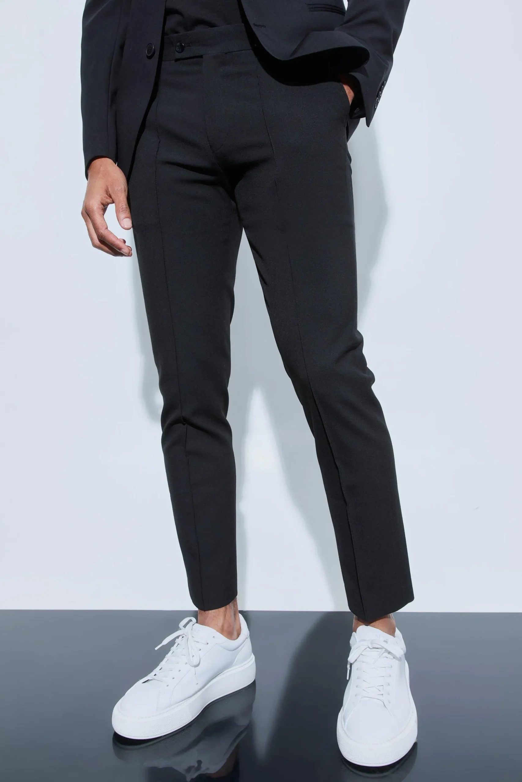 Skinny Fit Cropped Suit Trousers | BoohooMAN UK