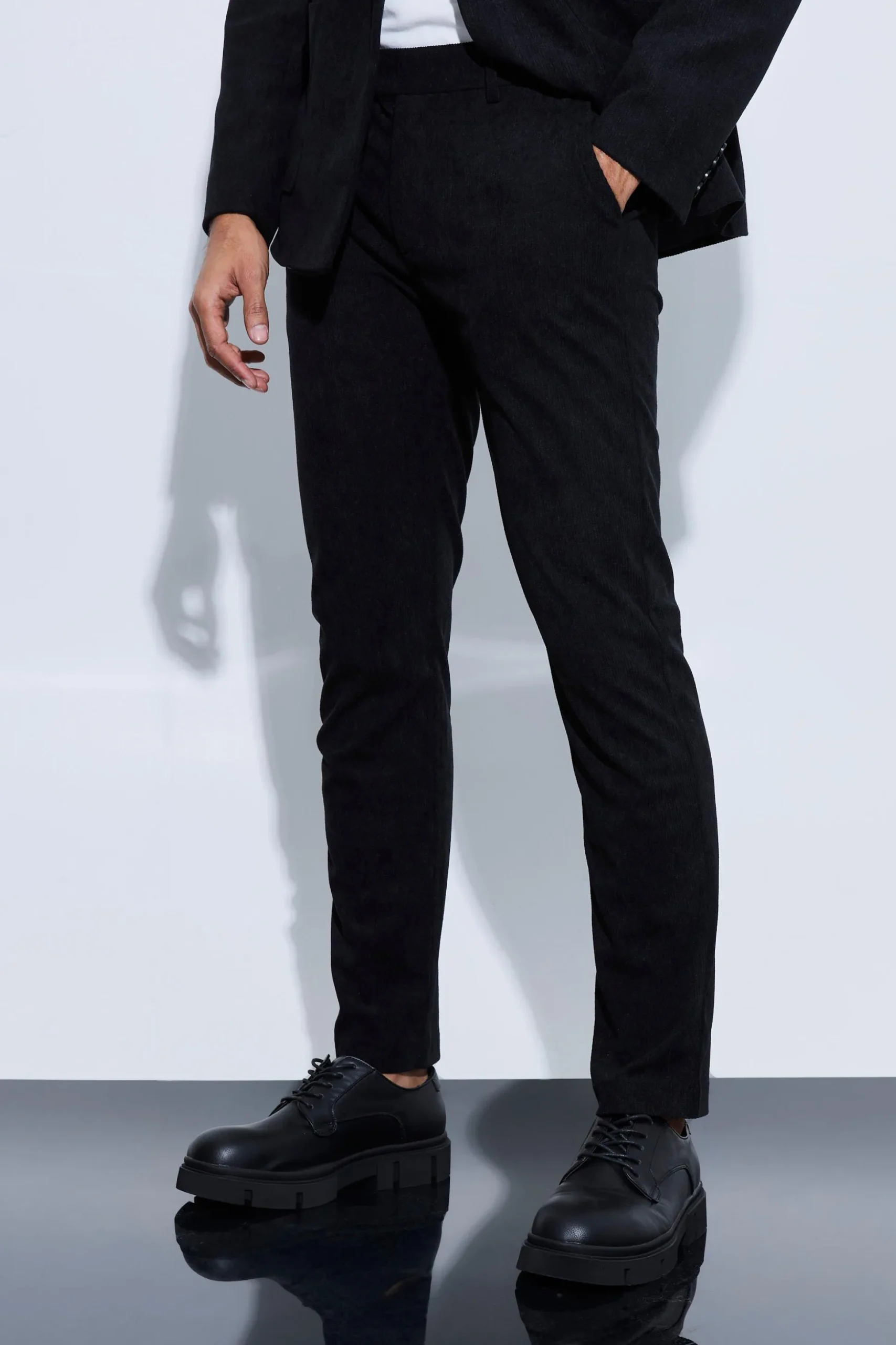 Skinny Fit Double Breasted Corduroy Suit | BoohooMAN UK
