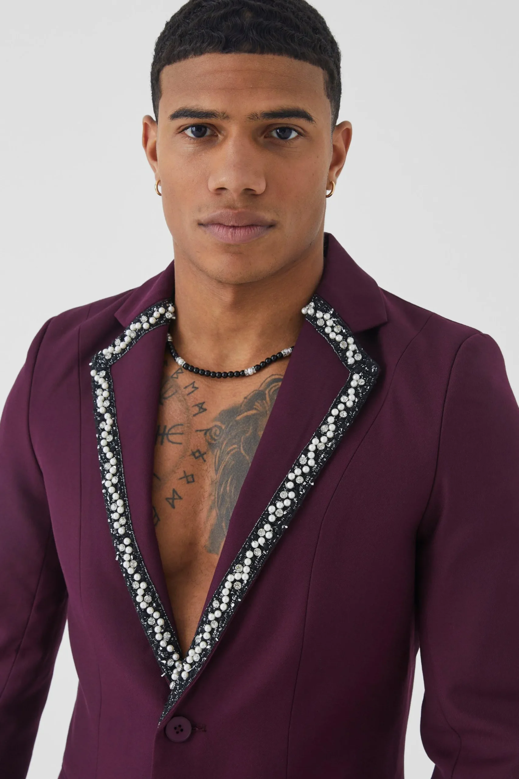 Skinny Fit Embellished Suit | BoohooMAN UK
