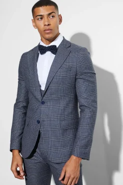 Skinny Fit Single Breasted Checked Blazer | BoohooMAN UK
