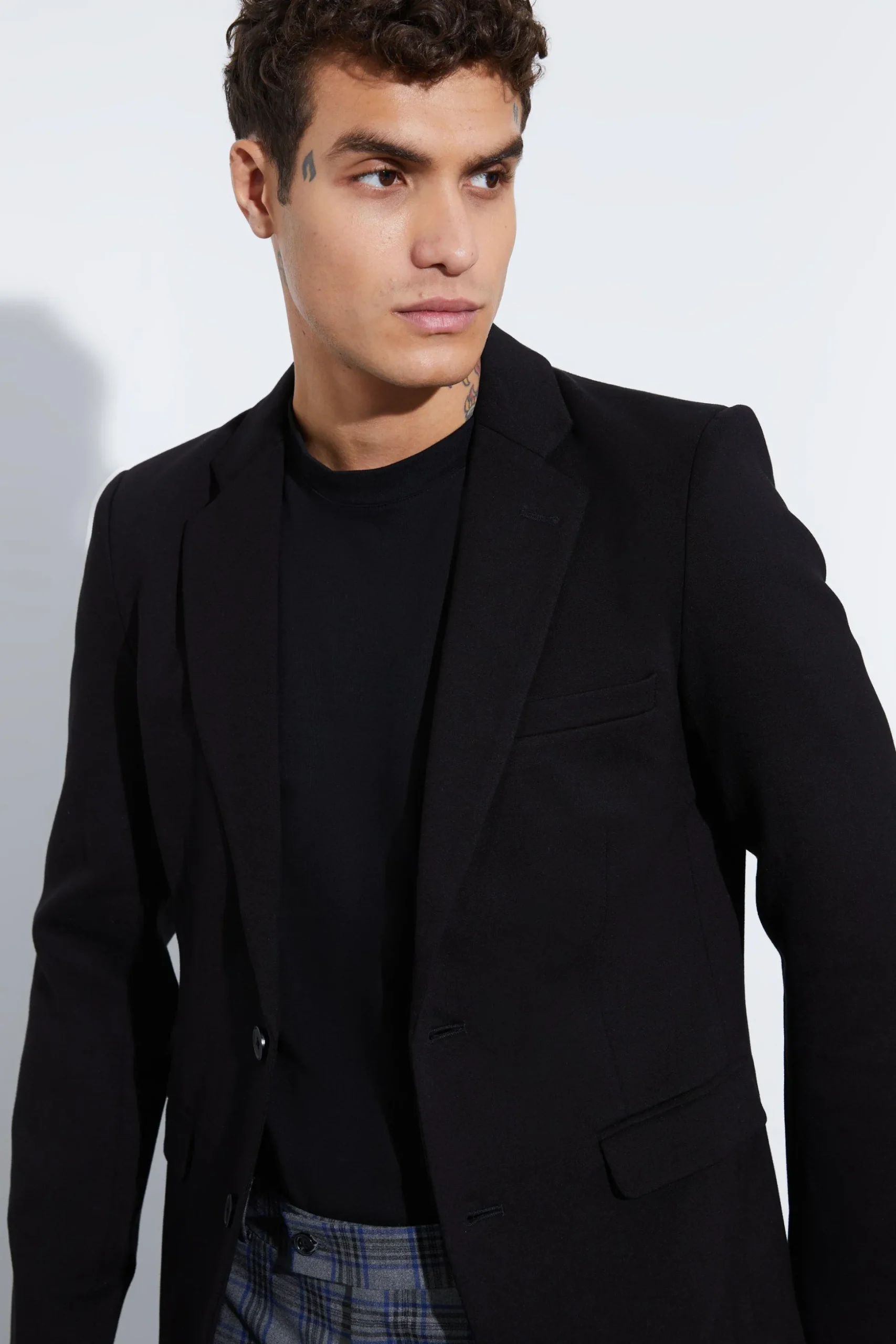 Skinny Fit Single Breasted Jersey Blazer | BoohooMAN UK