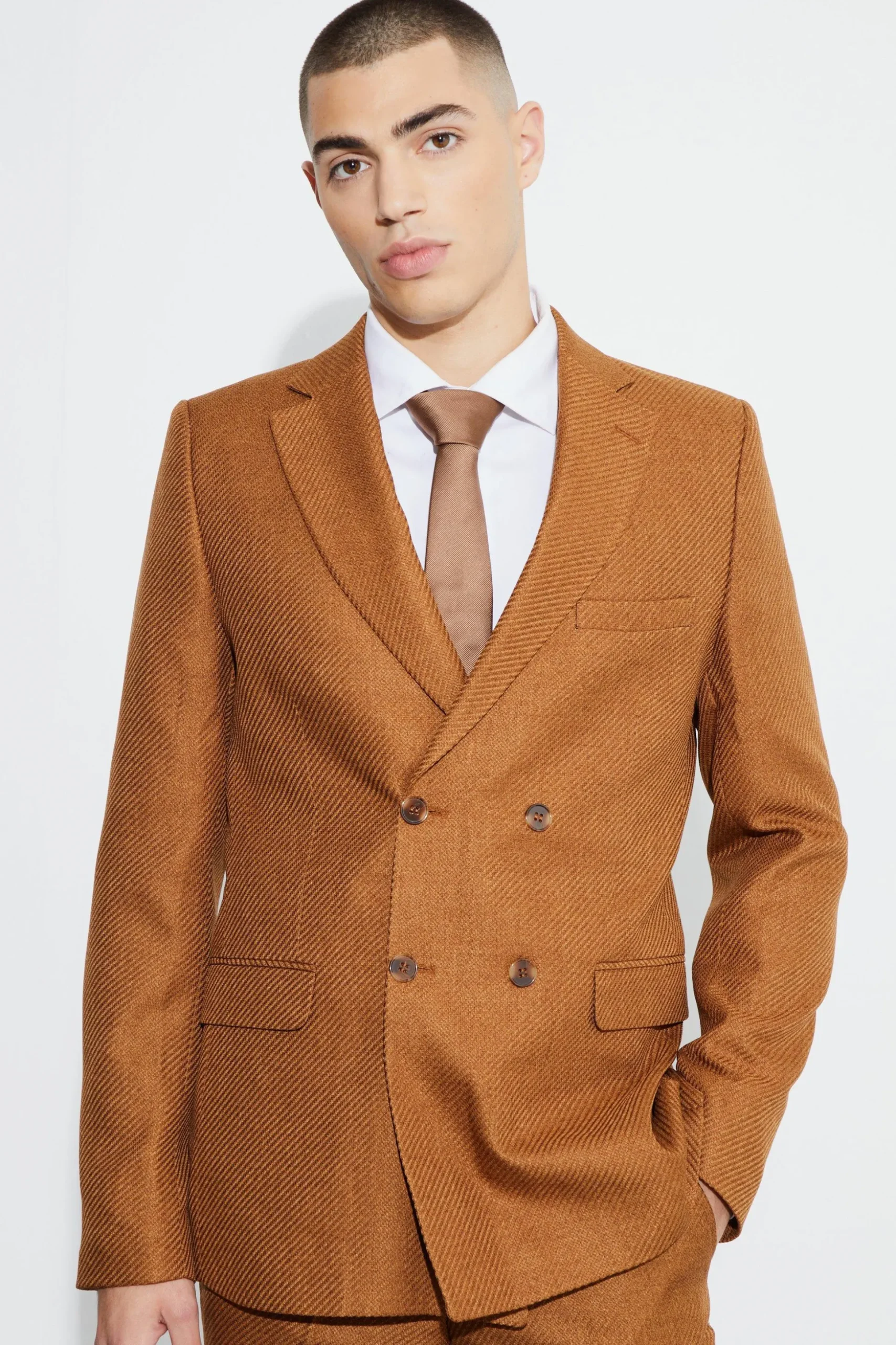 Skinny Fit Textured Suit | BoohooMAN UK