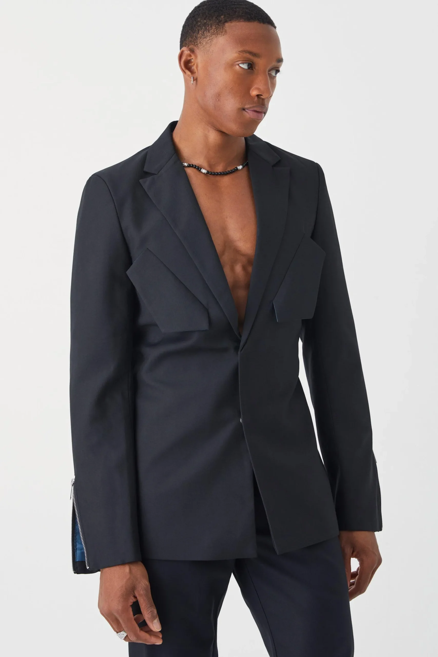 Skinny Fit Zip Detailed Suit | BoohooMAN UK