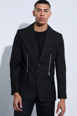 Skinny Fit Zip Hem Suit | BoohooMAN UK