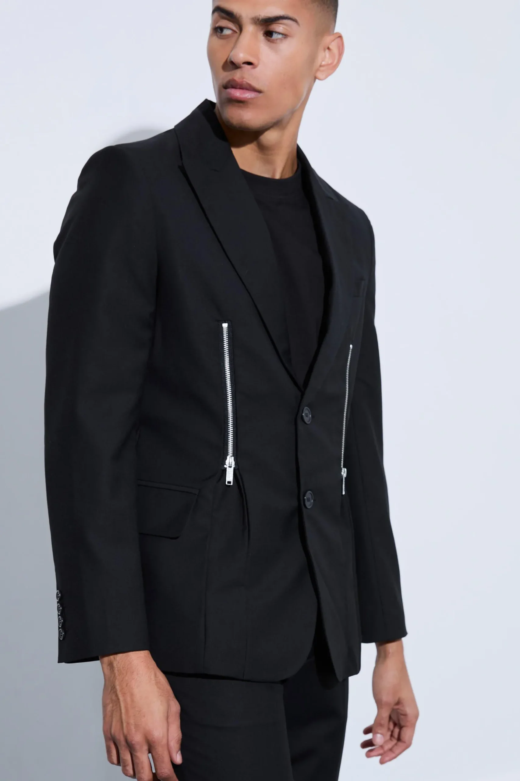 Skinny Fit Zip Hem Suit Jacket | BoohooMAN UK
