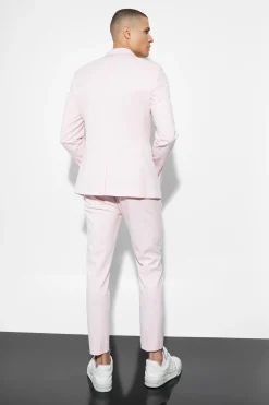 Skinny Linen Crop Suit | BoohooMAN UK