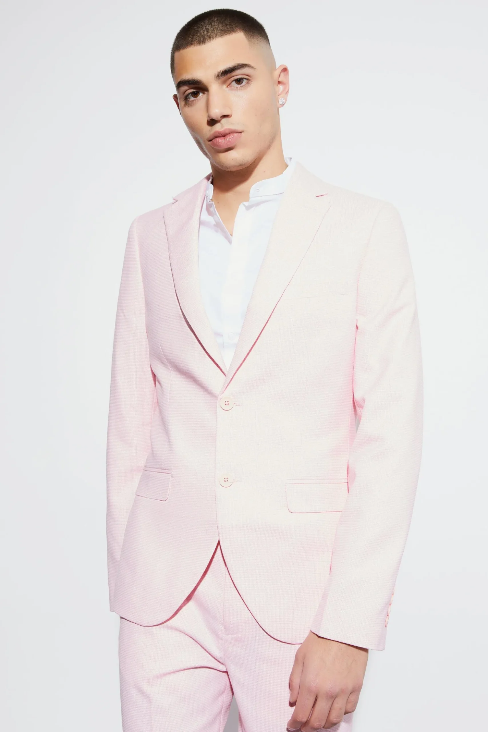 Skinny Micro Texture Suit | BoohooMAN UK