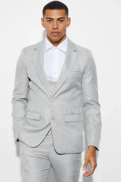Skinny Single Breast Mini Texture Suit Jacket | BoohooMAN UK