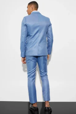 Skinny Single Breast Mini Texture Suit Jacket | BoohooMAN UK