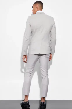 Skinny Single Breasted Linen Suit Jacket | BoohooMAN UK