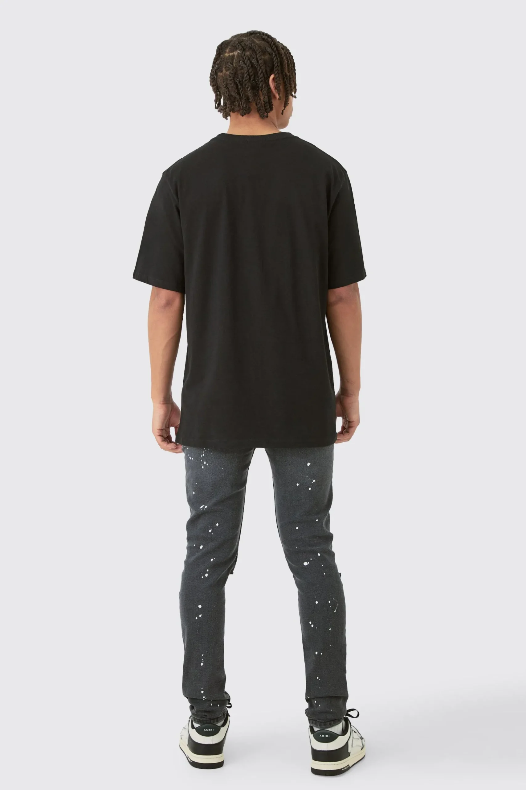 Skinny Stretch Paint Splatter Ripped Jeans | BoohooMAN UK