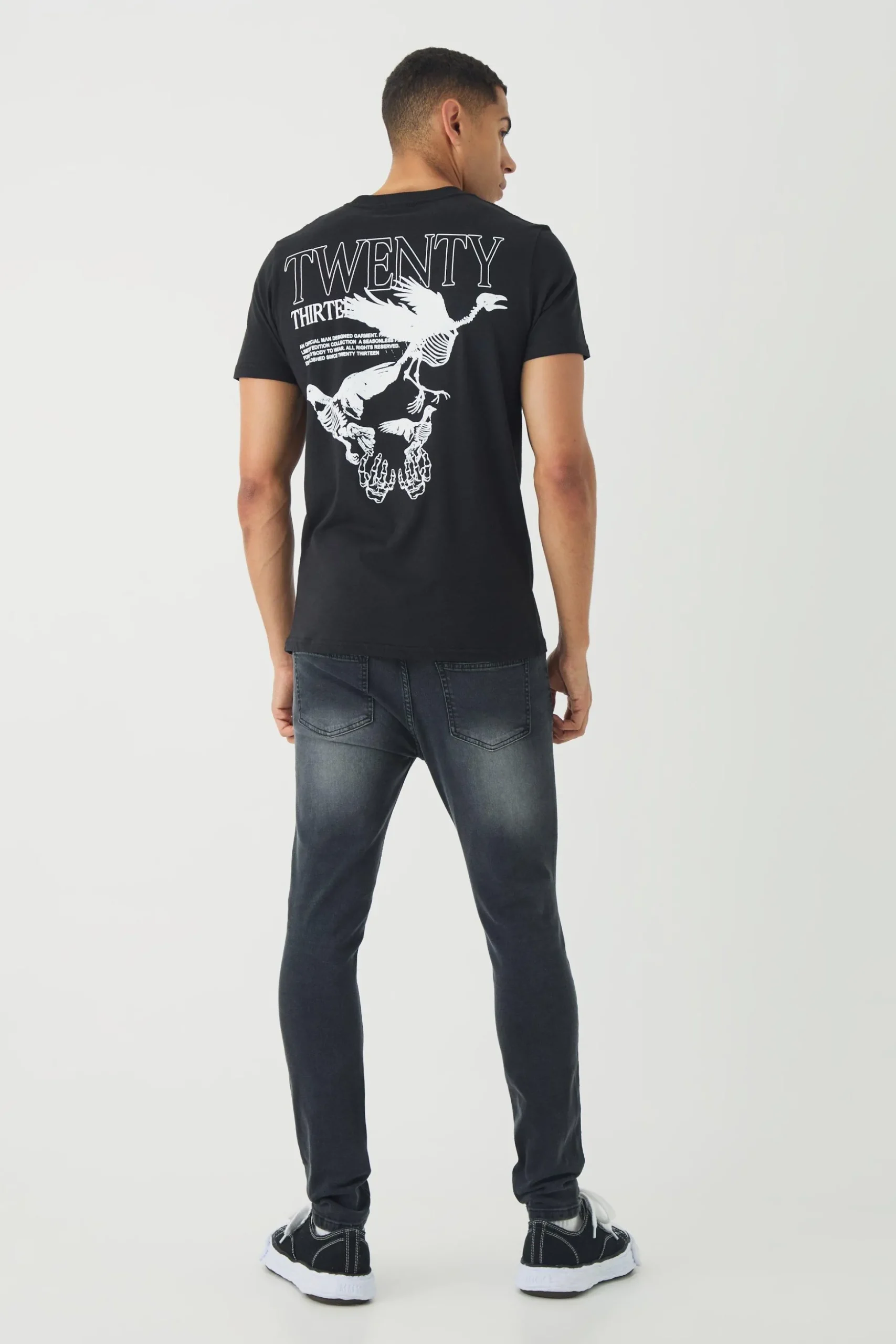 Skinny Stretch Ripped Paint Splatter Jeans | BoohooMAN UK