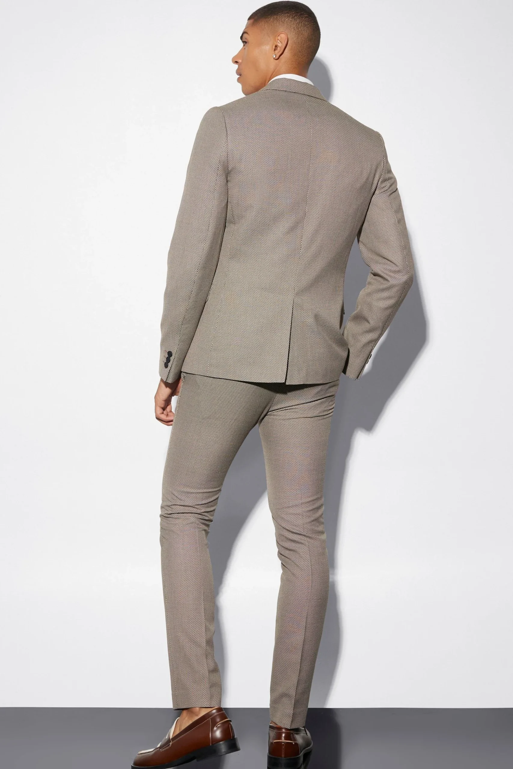Skinny Textured Suit Jacket | BoohooMAN UK