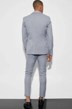 Skinny Textured Three Piece Suit | BoohooMAN UK