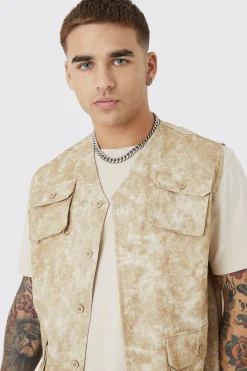 Sleeveless Cargo Utility Vest | BoohooMAN UK