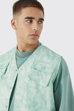 Sleeveless Cargo Utility Vest | BoohooMAN UK