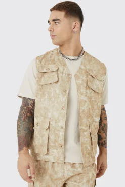 Sleeveless Cargo Utility Vest Set | BoohooMAN UK