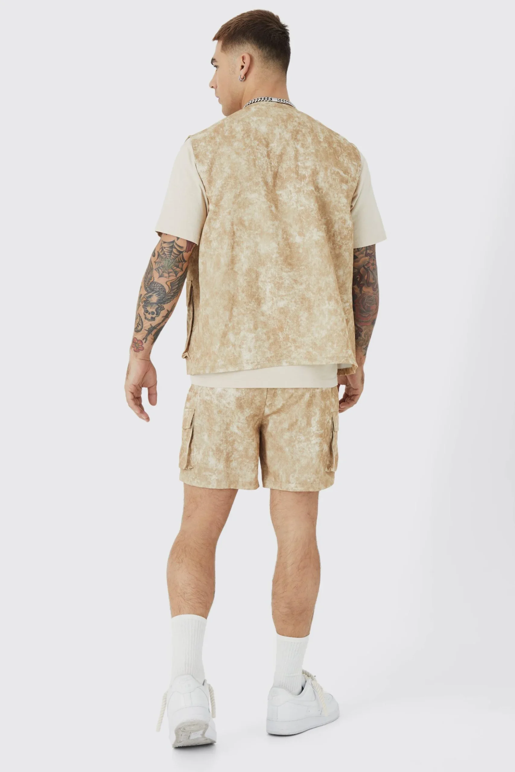 Sleeveless Cargo Utility Vest Set | BoohooMAN UK