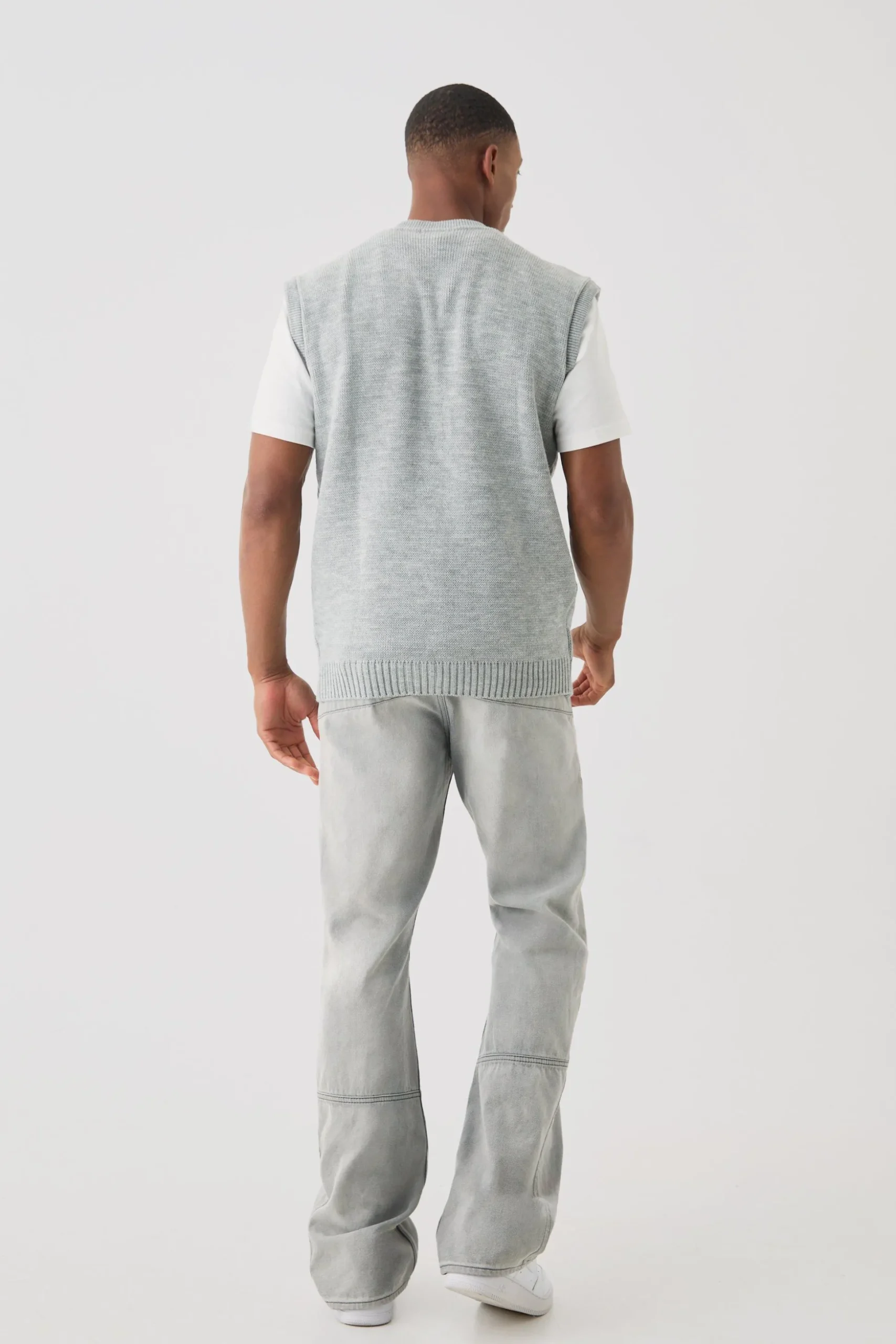 Sleeveless Knitted Zip Through Bomber | BoohooMAN UK