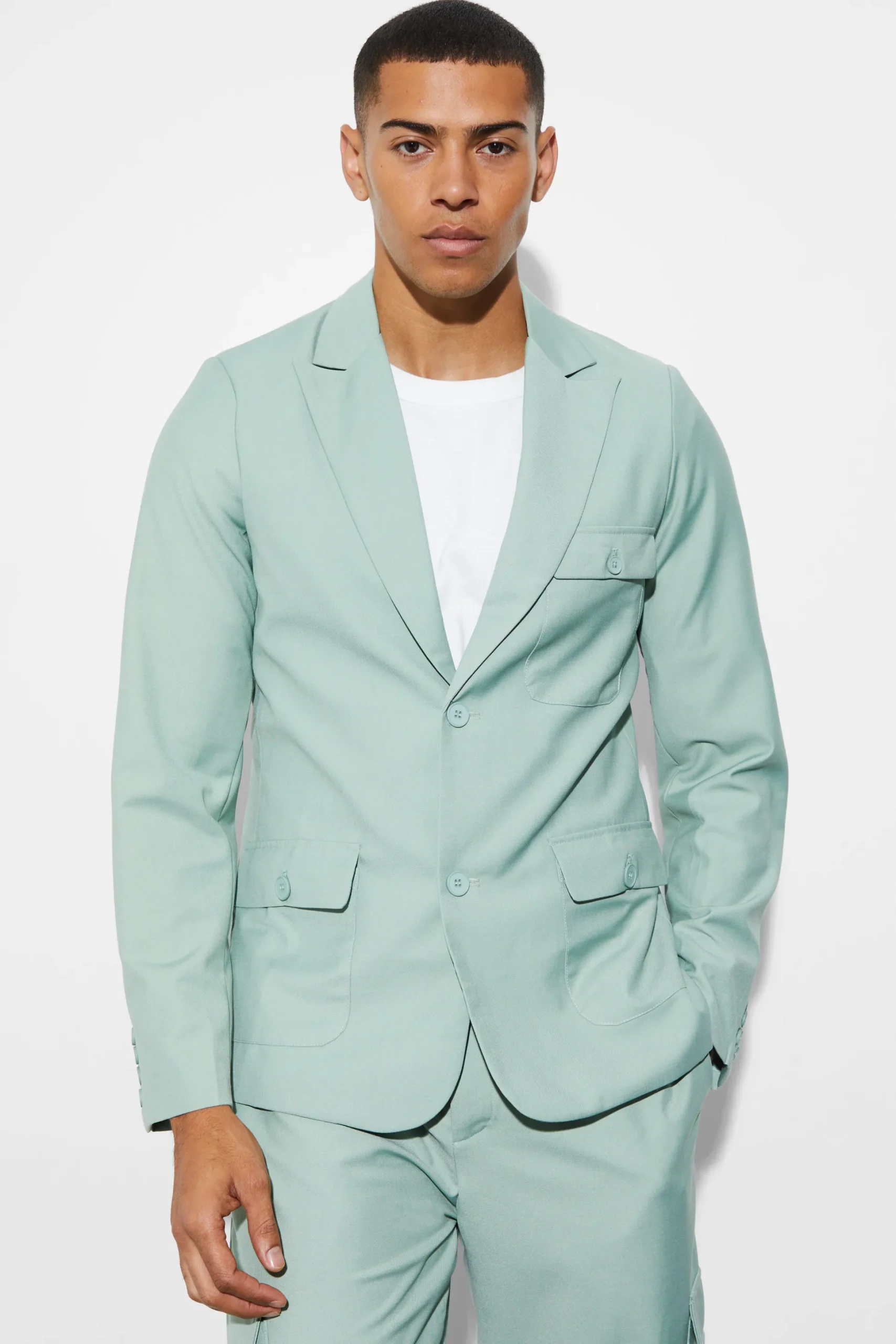 Slim Cargo Suit | BoohooMAN UK
