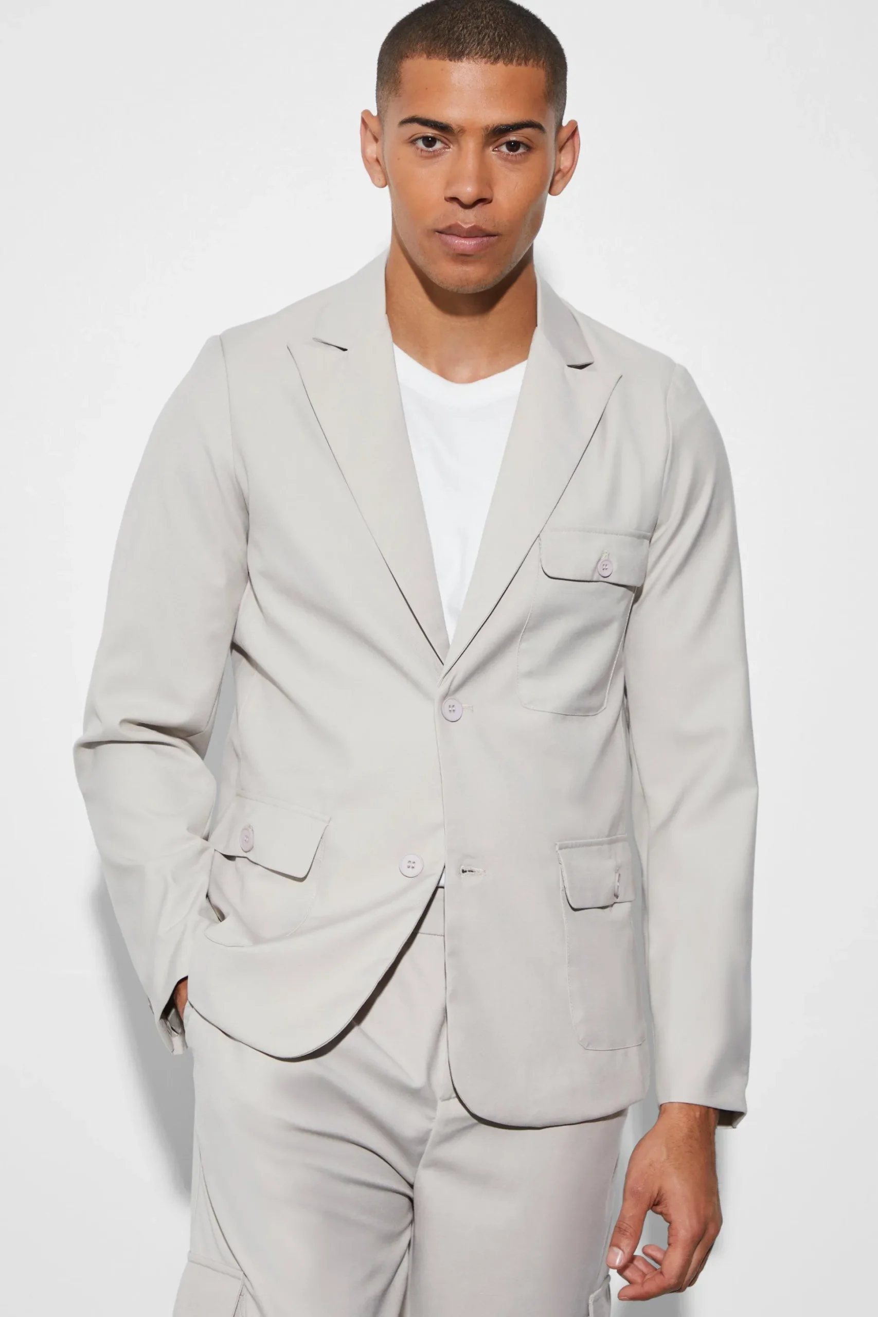 Slim Cargo Suit | BoohooMAN UK