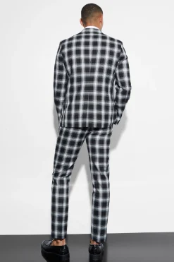 Slim Check Suit | BoohooMAN UK