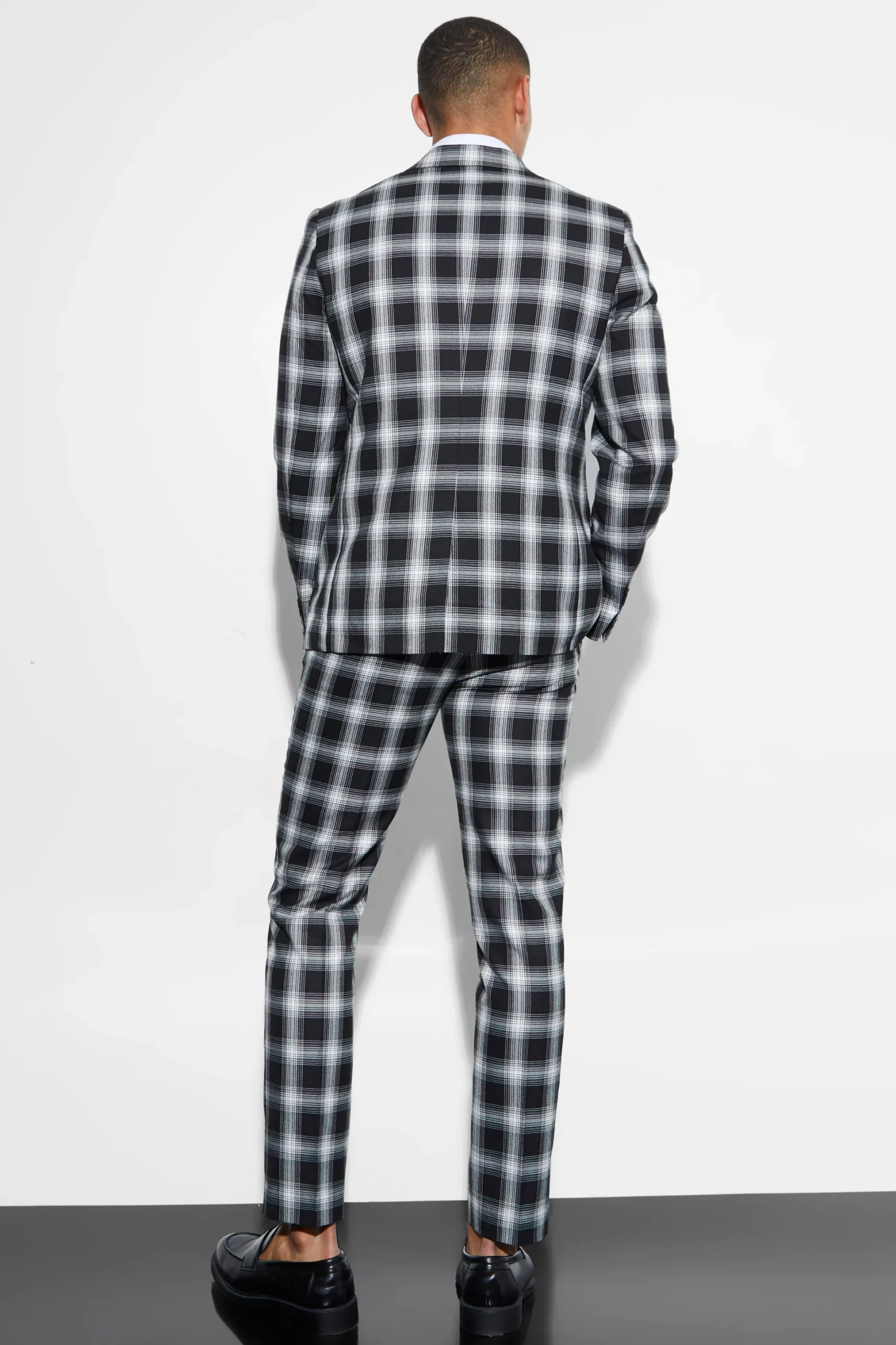 Slim Check Suit | BoohooMAN UK